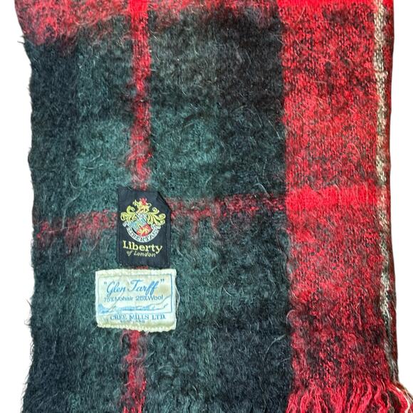 Vintage Cree Mills Scotland Tarff Plaid Mohair Blanket Liberty of London 70"x47" - Picture 6 of 8